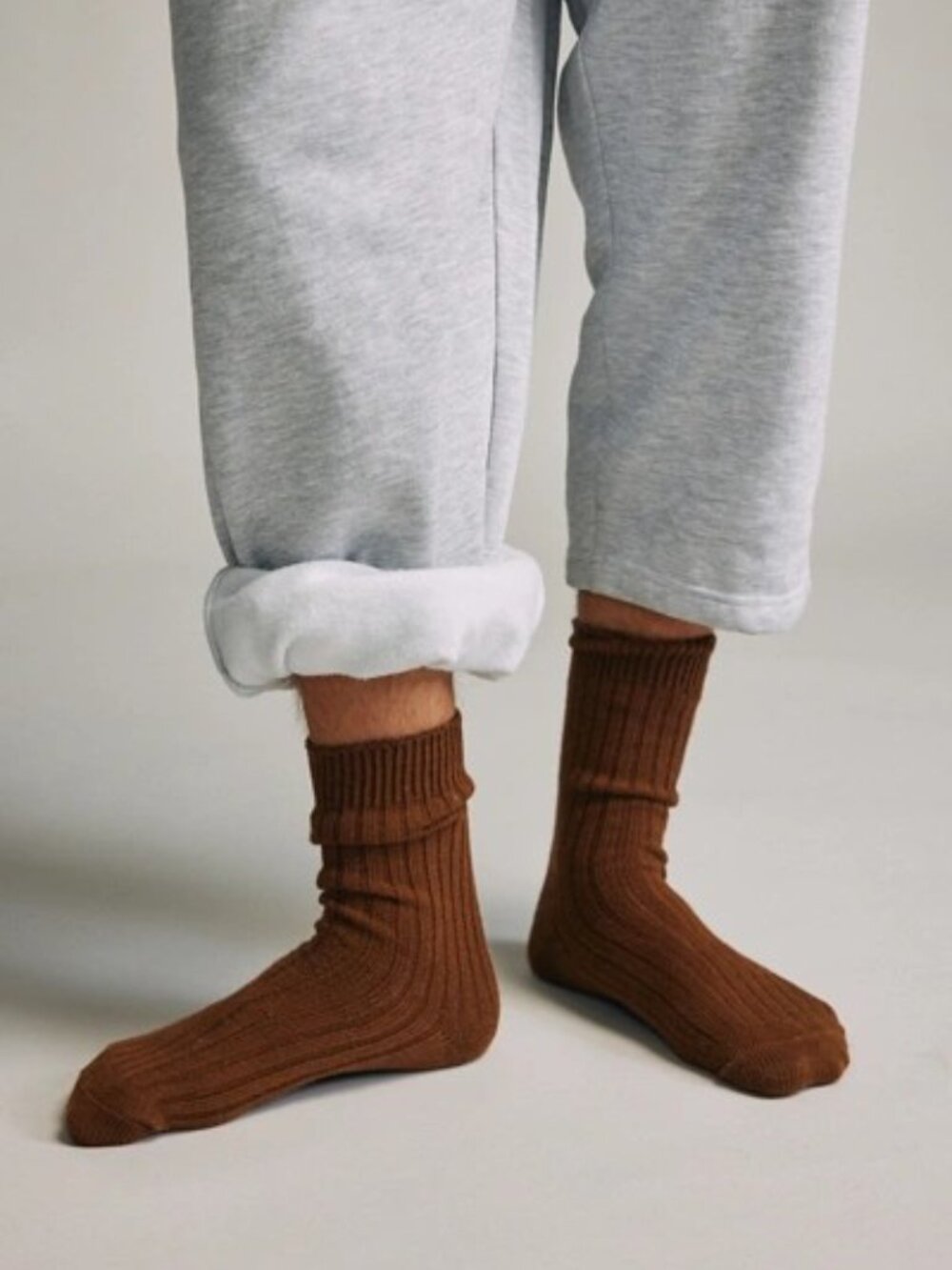 NWT UO Standard Cloth Knit Athletic Brown Crew Sock